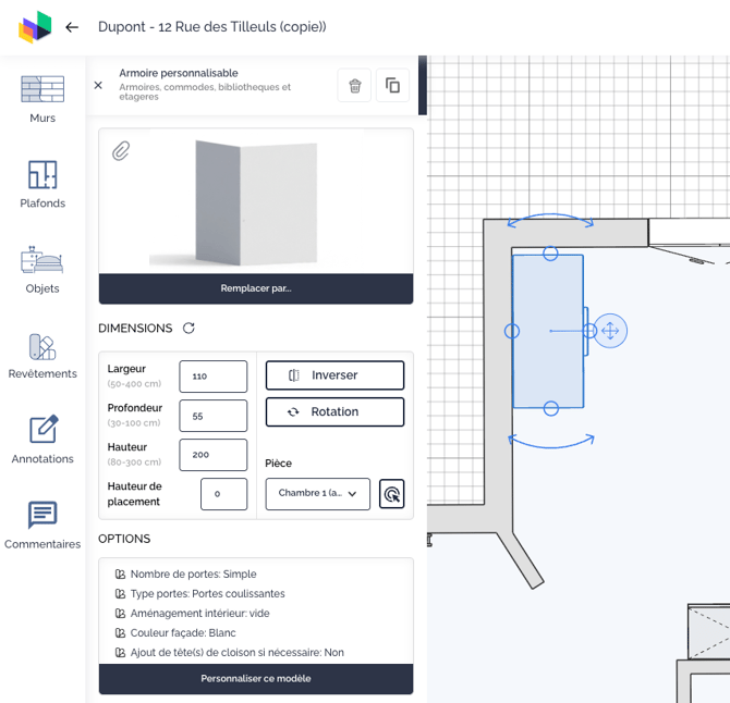 réinitialiser les dimensions