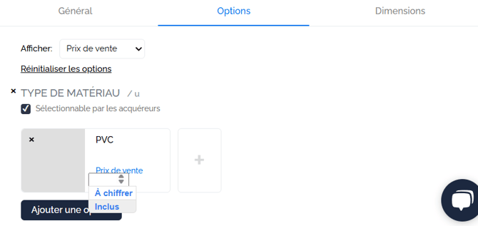 prix option