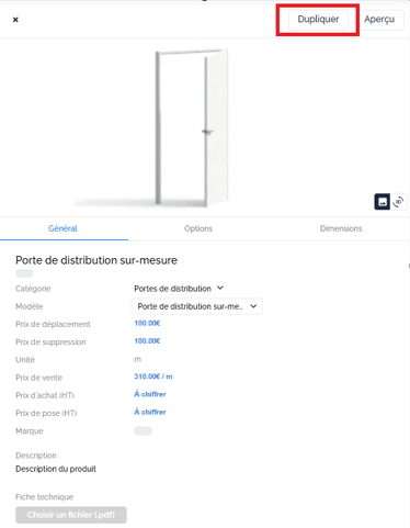 dupliquer un produit