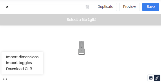 import dimensions from the 3d