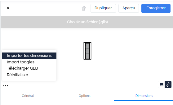 importer les dimensions de la 3D